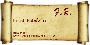 Frid Rabán névjegykártya